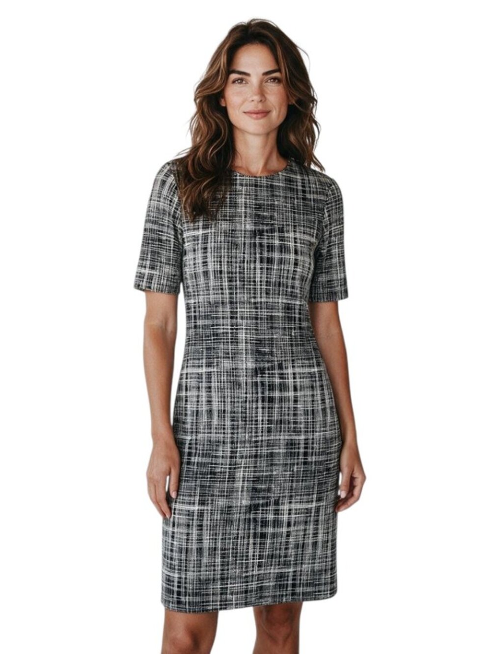 Theory Rijik B Crosshatch Sheath Dress Black White 4